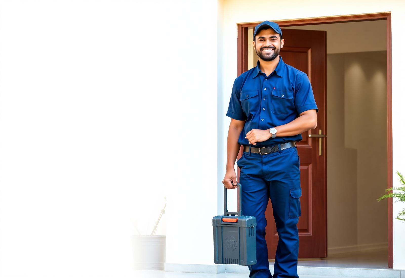 Home maintenance technician at a customer's door in Nagpur